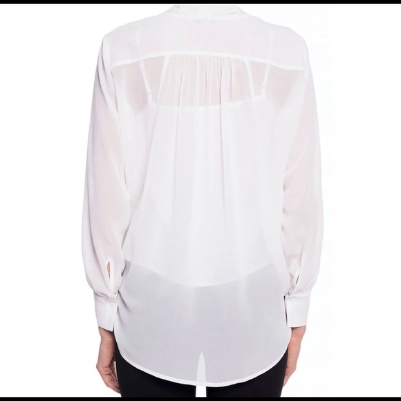 All saints women’s ivory sheer twisted cross over long sleeves minimalist top M - Picture 13 of 15